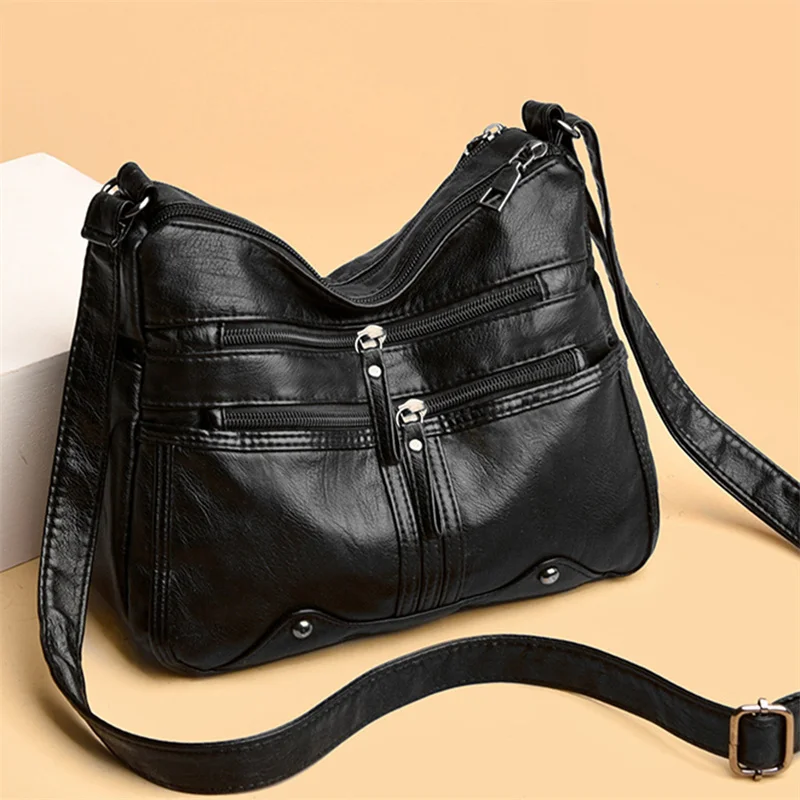 Multi-pocket Crossbody Shoulder Bags High Quality Soft Leather Luxury Purses Handbags For Women High-capacity Mommy Bag 2023 new