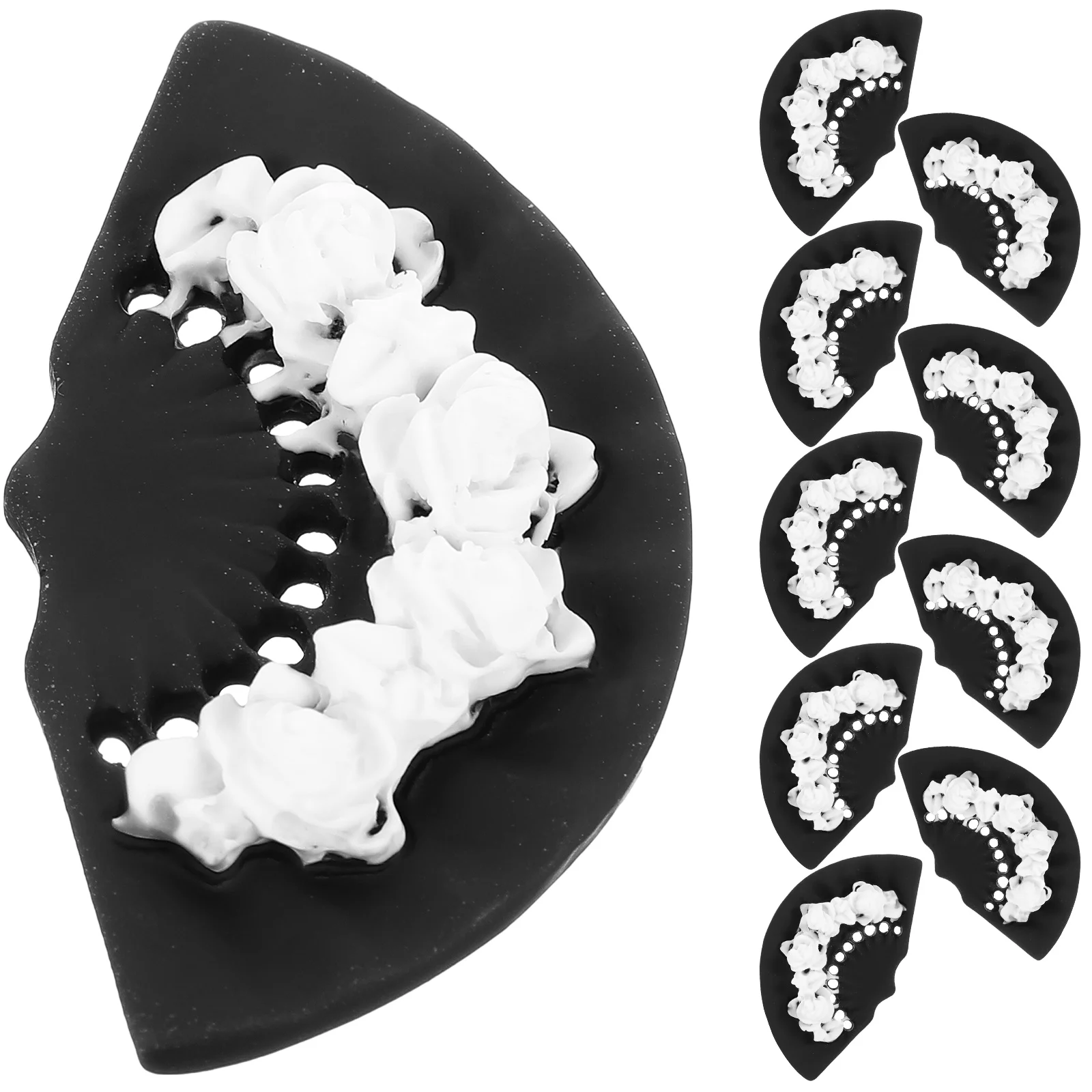

10 Pcs Acrylic Embossed Fan Decorations for Hairpin DIY Supplies Crafts Phone Case Mini Fans Charm Retro Accessories