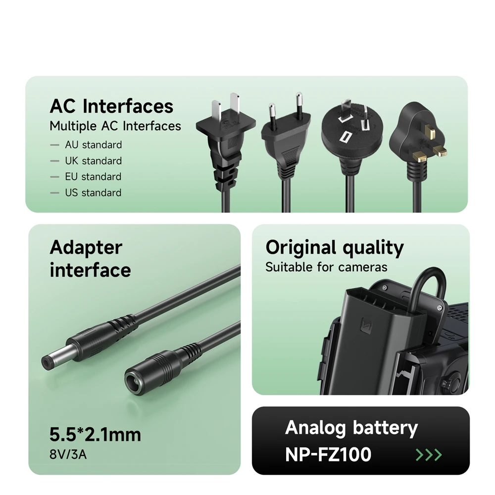 PALO-batería ficticia NP-FZ100 NP FZ100, fuente de alimentación continua, Kit adaptador de CA para Sony Alpha A6600, A7IV, A7SIII, A7C, A1, FX3, A7R3