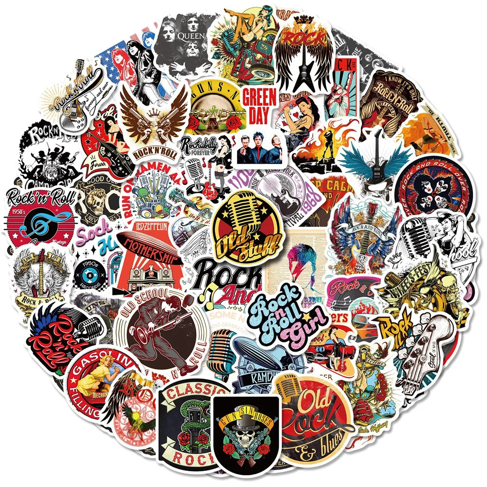 50pcs Vintage HEAVY METAL Rock Stickers For Guitar Journal Ipad Stationery Scrapbooking Supplies Aesthetic DIY Sticker Pack