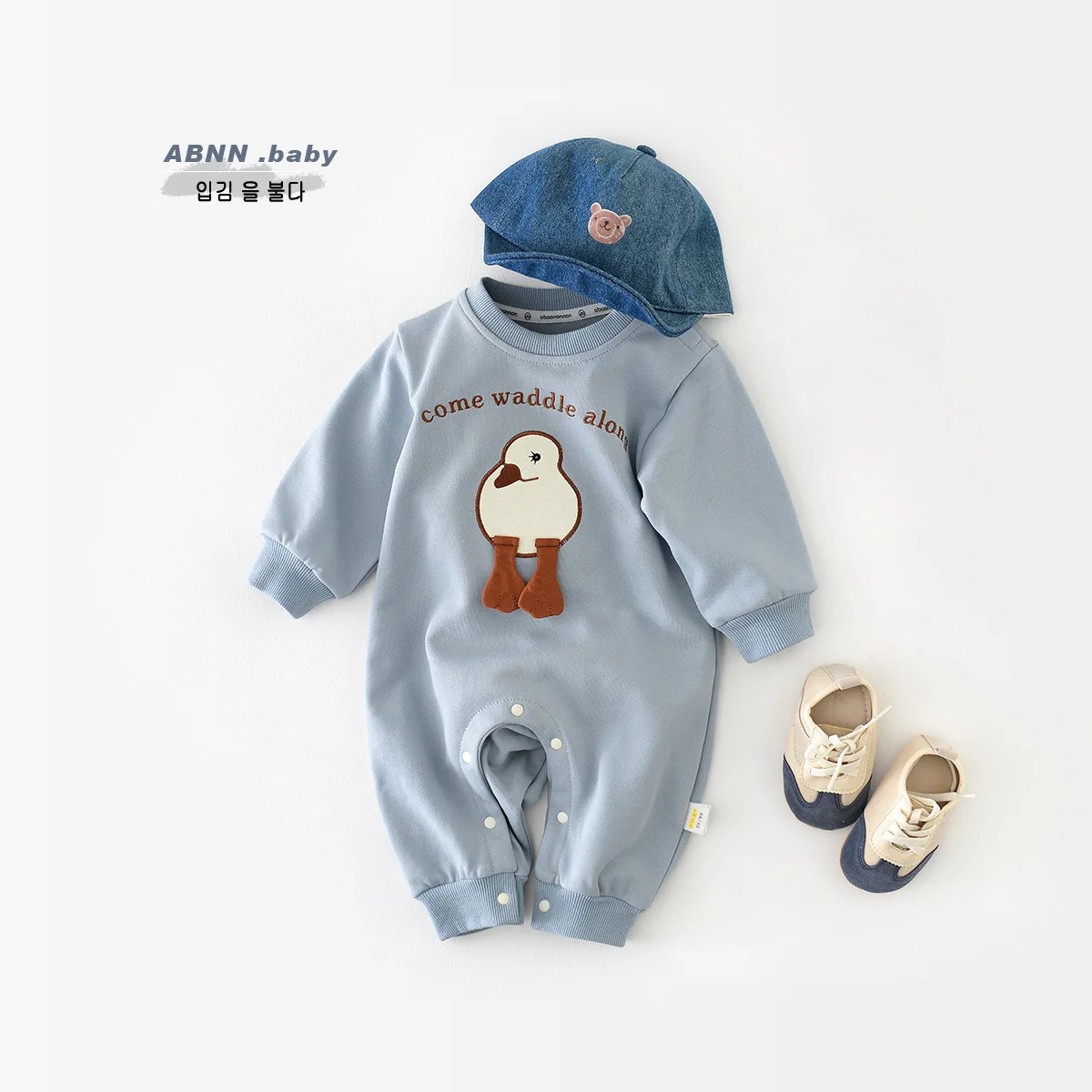 

HoneyCherry Spring New Long-sleeved Romper Cute Cartoon Patch Romper Out Super Cute Clothes Newborn Photography Romper