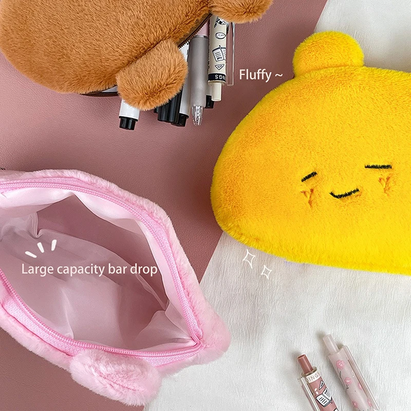 Cartoon Animals Plush Pen Bag Large Capacity Stationery Storage Cute Pencil Case Cosmetic Bag School Supplies