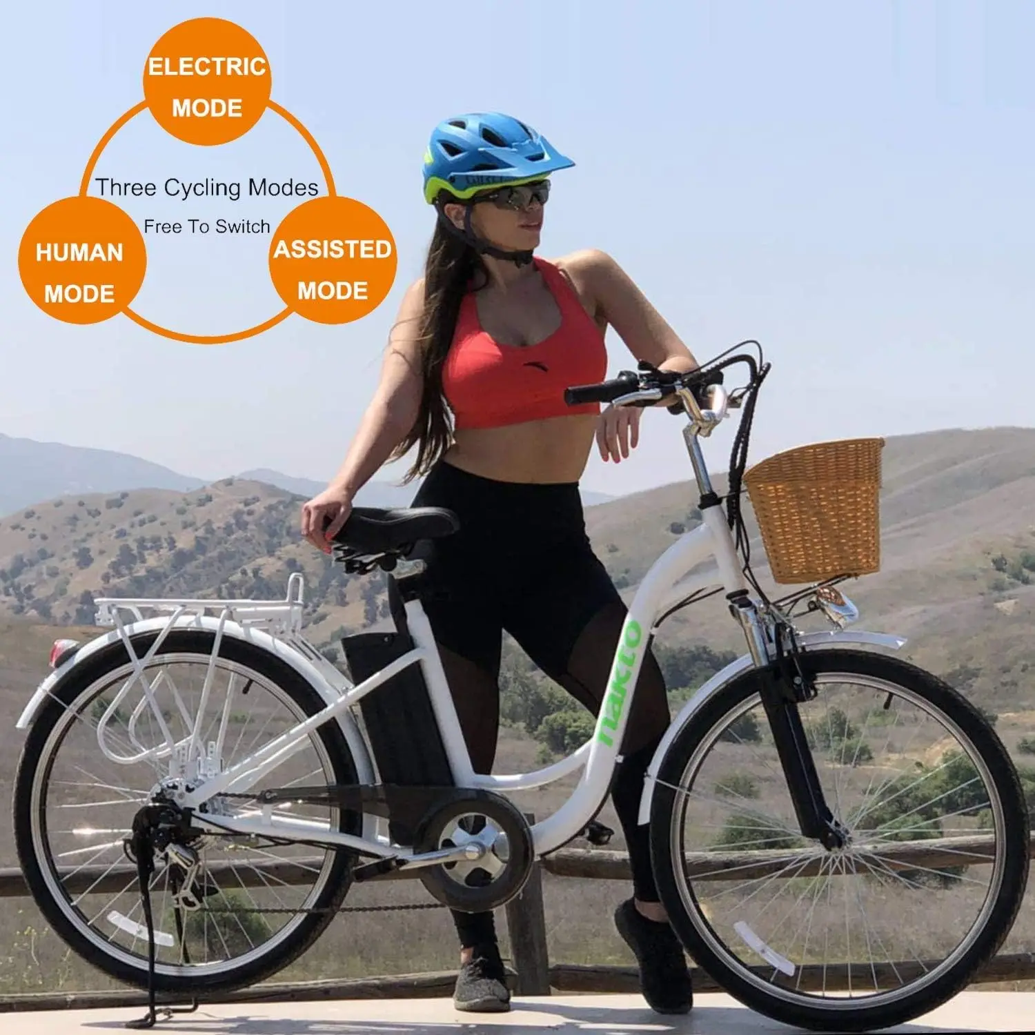 Electric Bike for Adults Peak 500W Electric Bicycle with Basket Up to 24MPH 48 Miles City Commuter Ebike