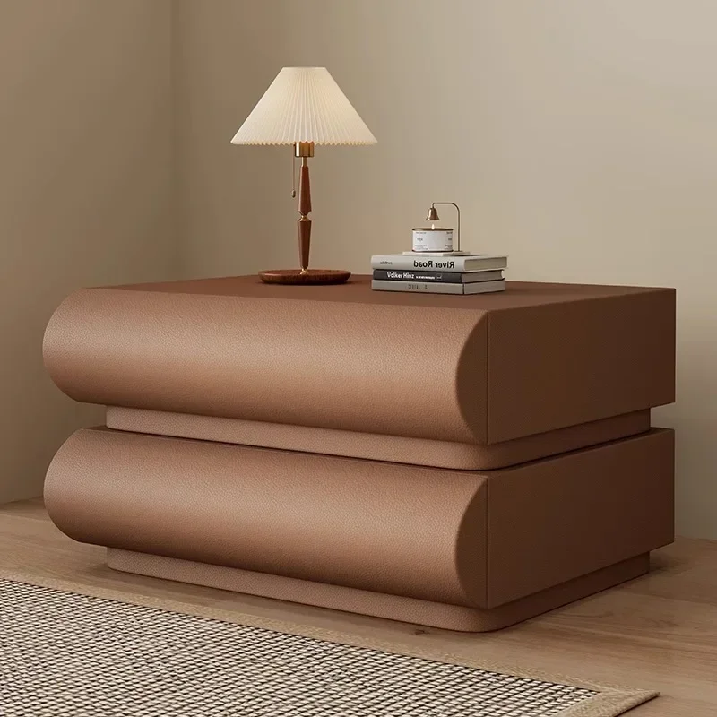 Cream wind solid wood three pumping with lamp moon half bedside table creative simple modern small apartment household