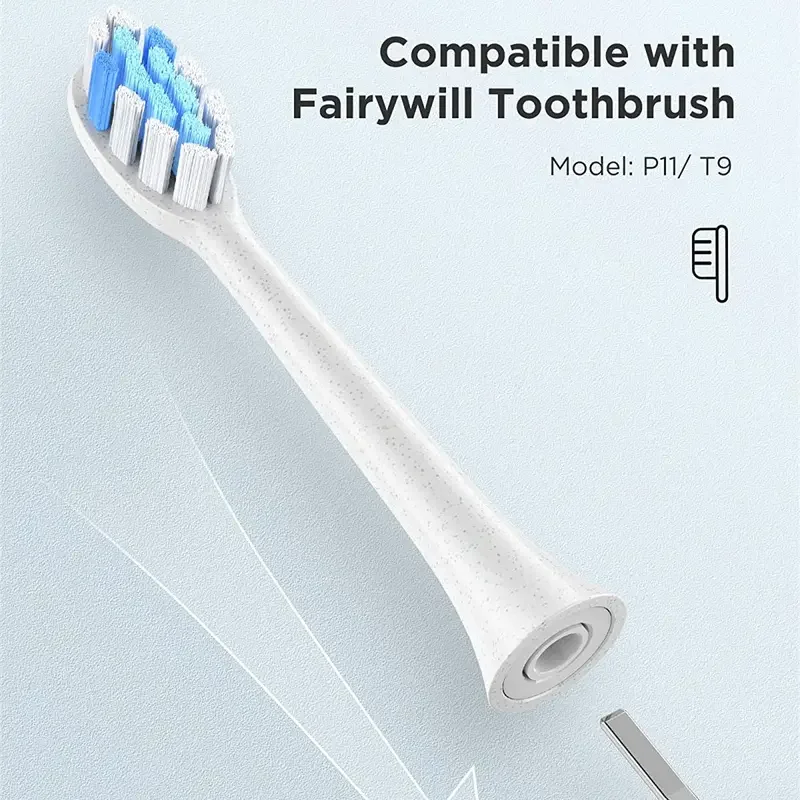 رؤوس فرشاة بديلة لفرشاة الأسنان الكهربائية Fairywill P11 T9 P80، متوافقة مع Fairywill P11 T9 P80، 4/8/16 قطعة