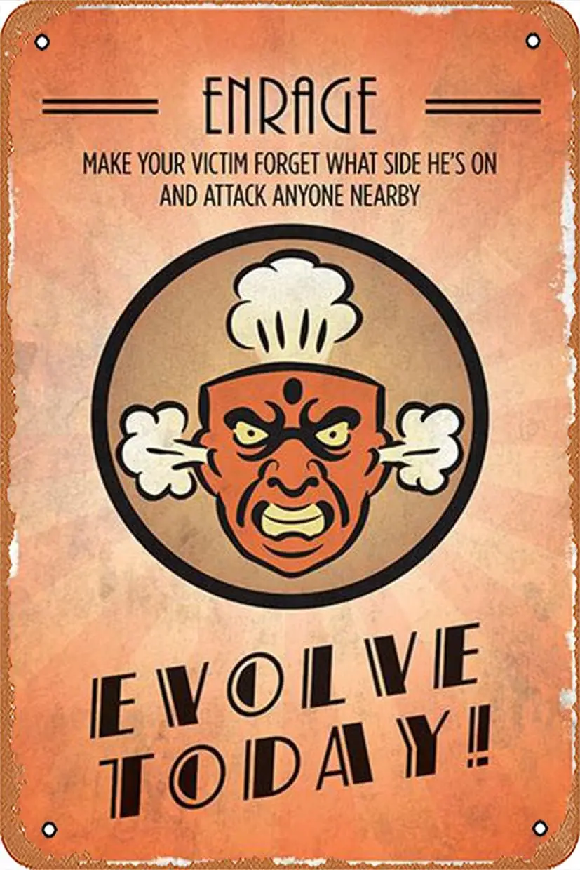 Zuhhgii Retro Plasmid Enrage Metal Sign Vintage Kitchen Signs Comic Wall Decor Funny Cute Tin Signs Bar Decorations Vin-aluminum