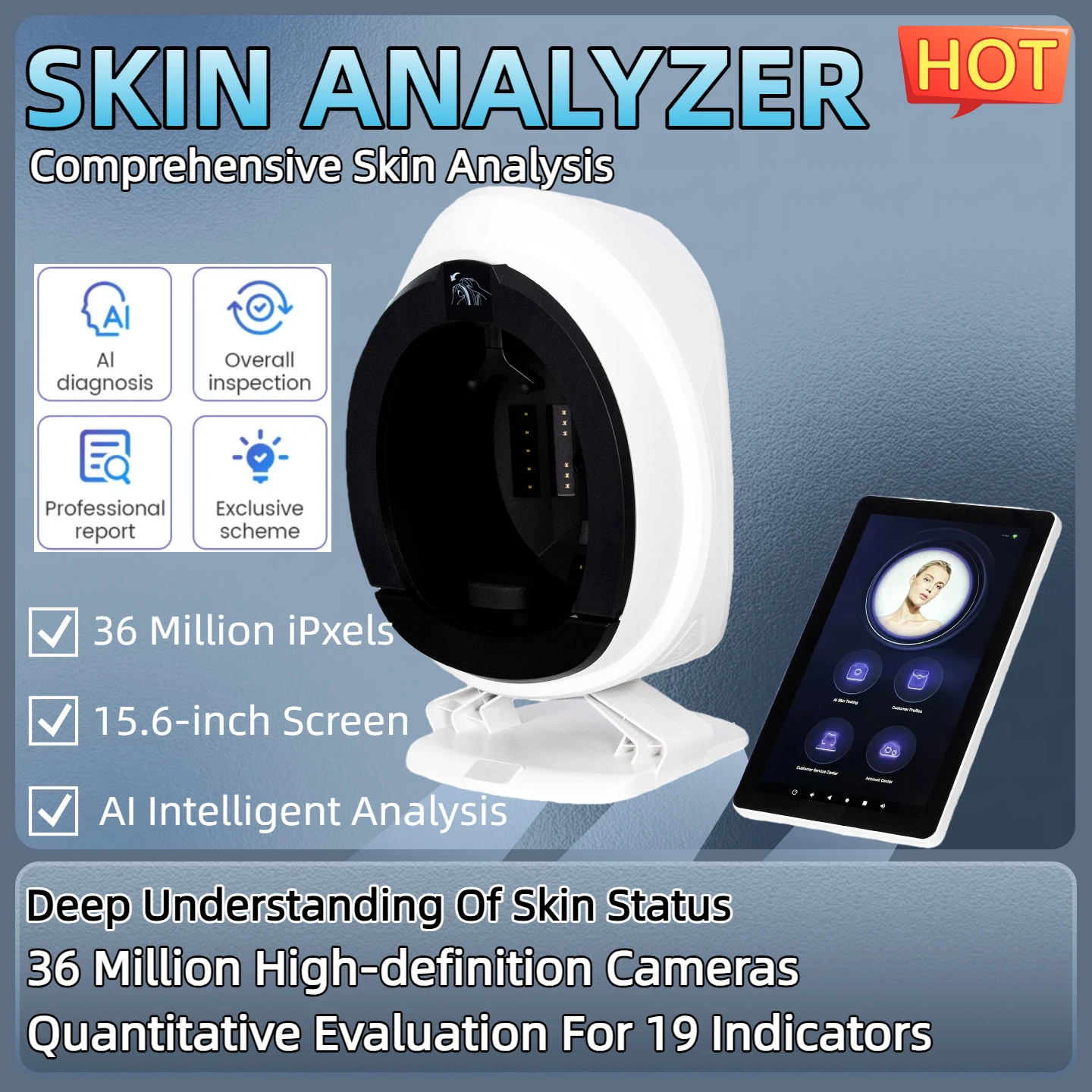 Neue Ankunft 3D AI Intelligente Automatische Gesichts Haut Analysator Maschine Digitale Gesichts Diagnose und Haut Analyse Gerät