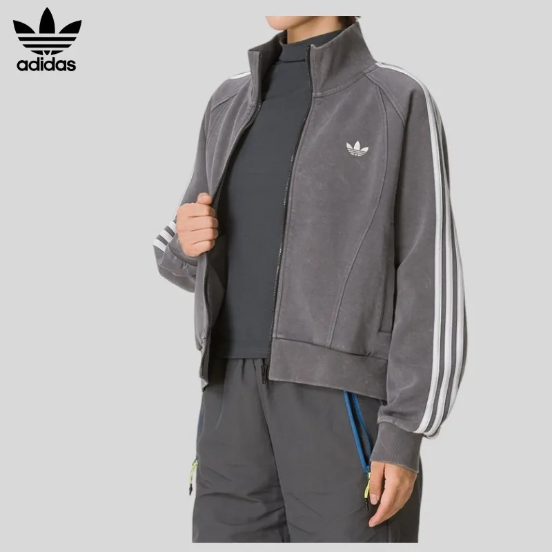 Adidas Clover Women's Knitted Jacket 2026 Autumn New Stand-up Collar Top Sportswear KX3043