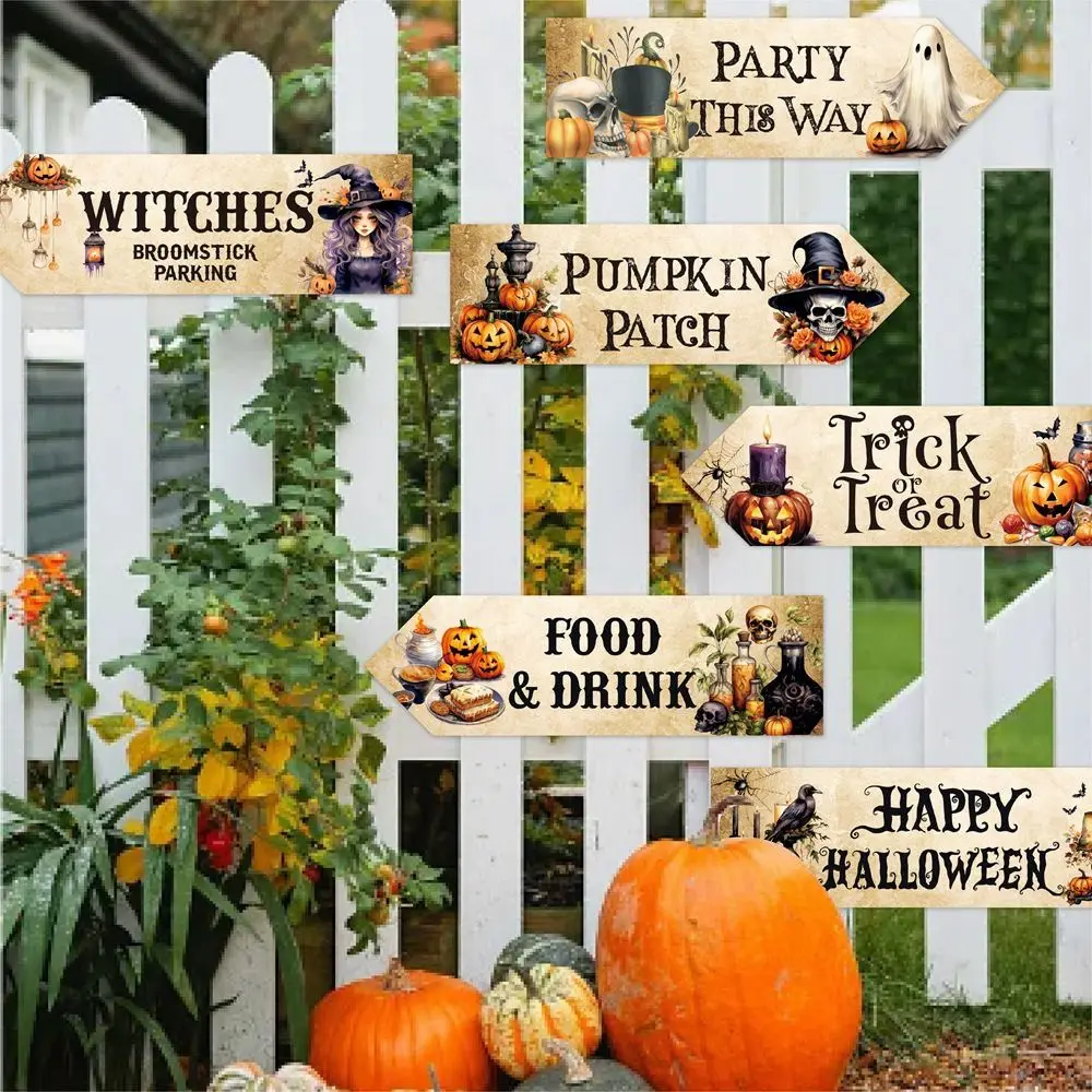 New Party Decoration Halloween Road Sign with Viscose Garden Decoration Welcome Sign Realistic Paper Party Road Sign