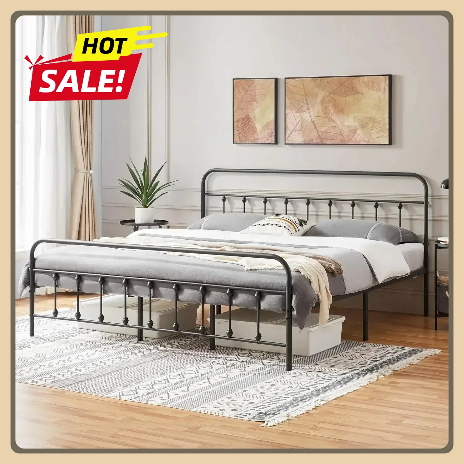 

Классическая кровать с металлической платформой, основание с железным художественным каркасом, матрас, изголовье/ножка/подкровать для хранения вещей в викторианском стиле