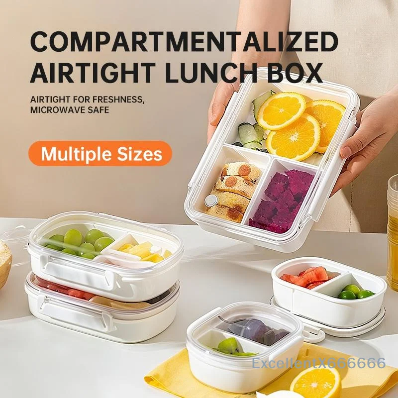 Airtight Bento Box Microwave Safe Removable Dividers Stackable Leakproof Food Container for Hiking Lunch Storage