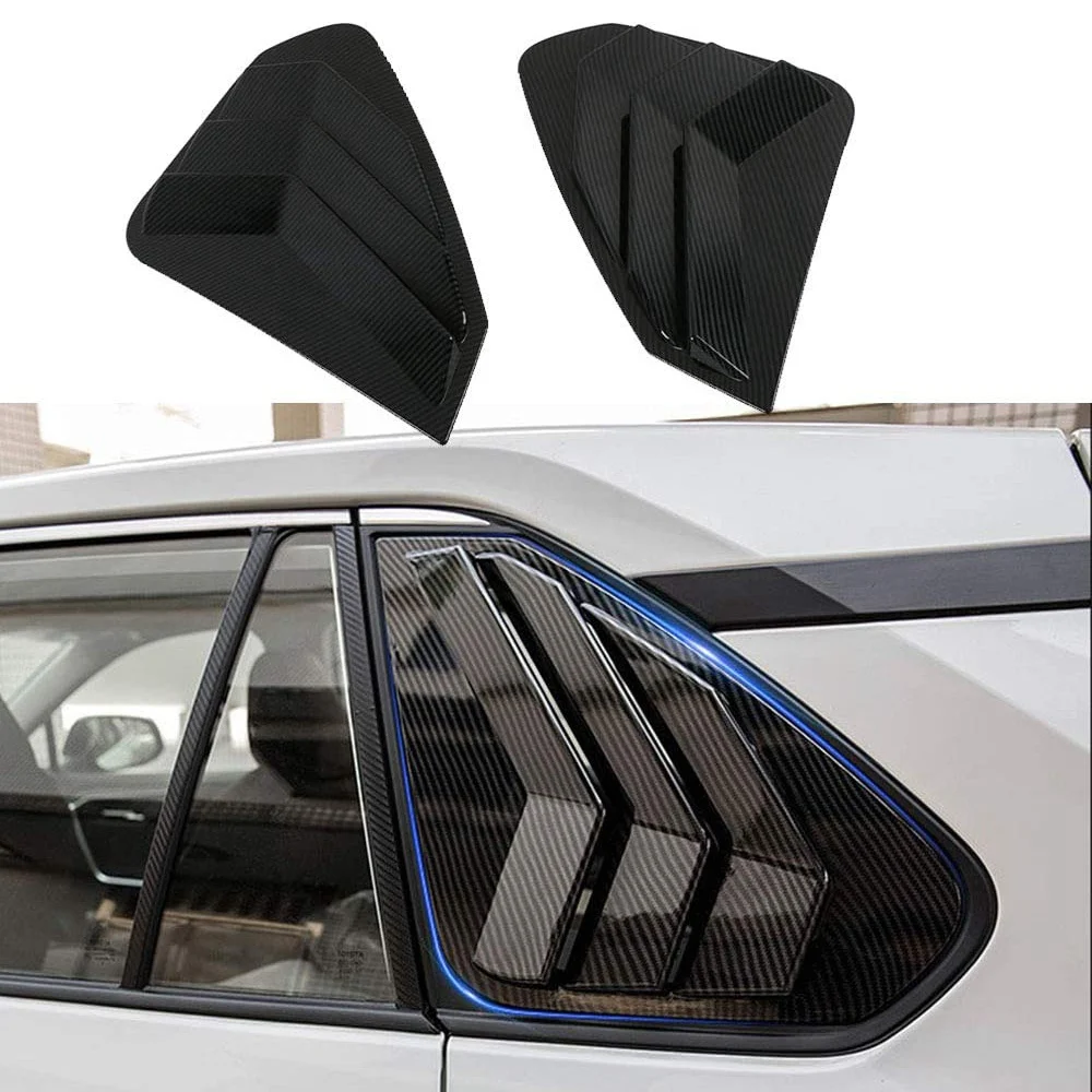 for Toyota RAV4 2019-2021 Car Rear Side Window Louvers Air Vent Scoop Shades Cover Blinds Trim Accessories, Carbon Fiber