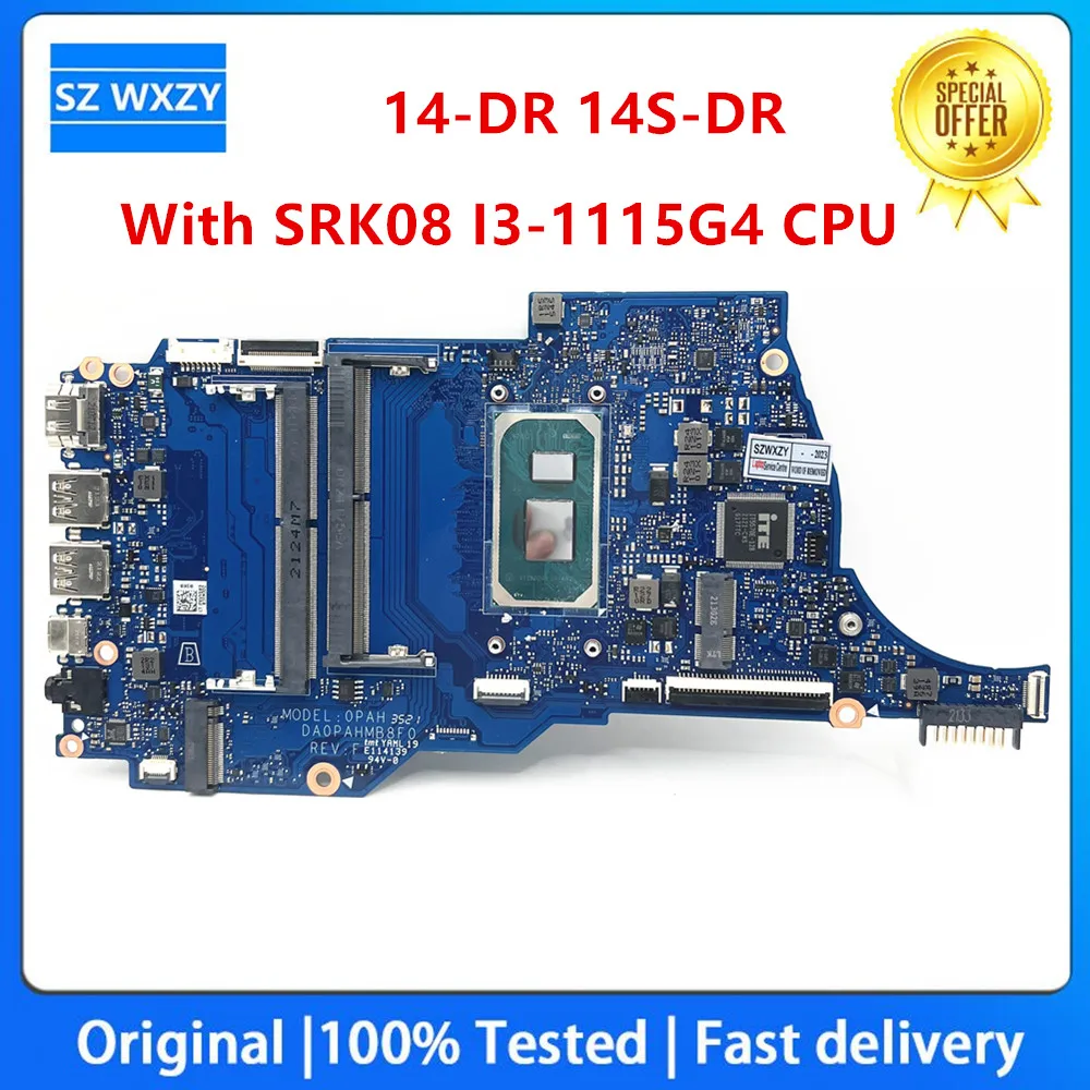 For HP 14-DR 14S-DR Laptop Motherboard With SRK08 I3-1115G4 CPU DA0PAHMB8F0 DDR4  MB 100% Tested Fast Ship