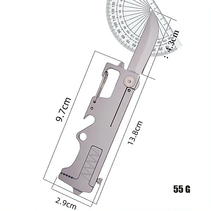 Portachiavi con chiave a coltello multifunzionale in acciaio inossidabile, apribottiglie con ciondolo, mini piccolo strumento EDC per consegna