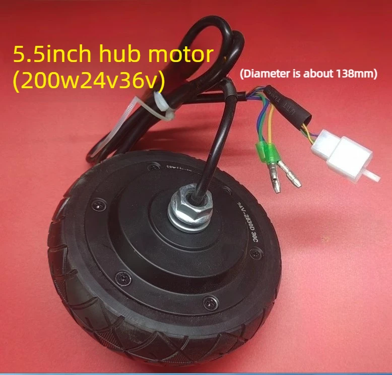 5.5 Inch Brushless Hub Motor with Solid Tire High Torque Electric Scooter Motor for Kids Ride-on Car E-Bike DIY Robot Parts