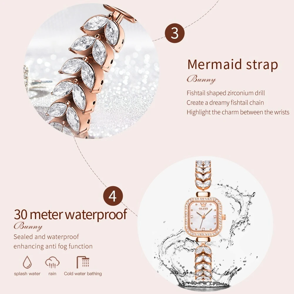 OLEVS 9987 Кварцевые модные часы Подарочный ремешок для часов из нержавеющей стали Наручные часы с квадратным циферблатом
