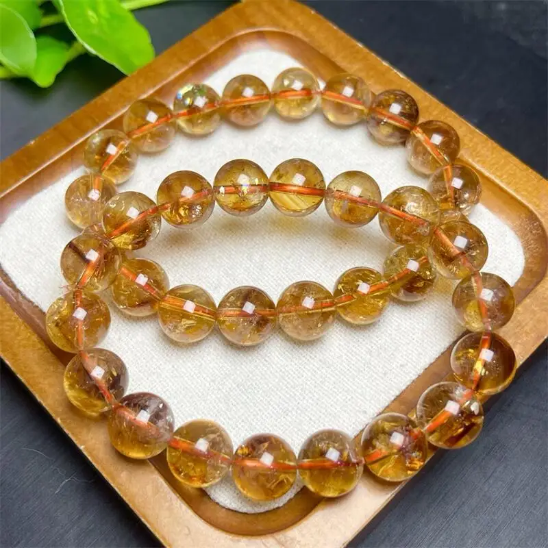 

11MM Natural Citrine Bracelet Women Reiki Healing Buddha Strand Bangles Jewelry For Female Gift 1PCS