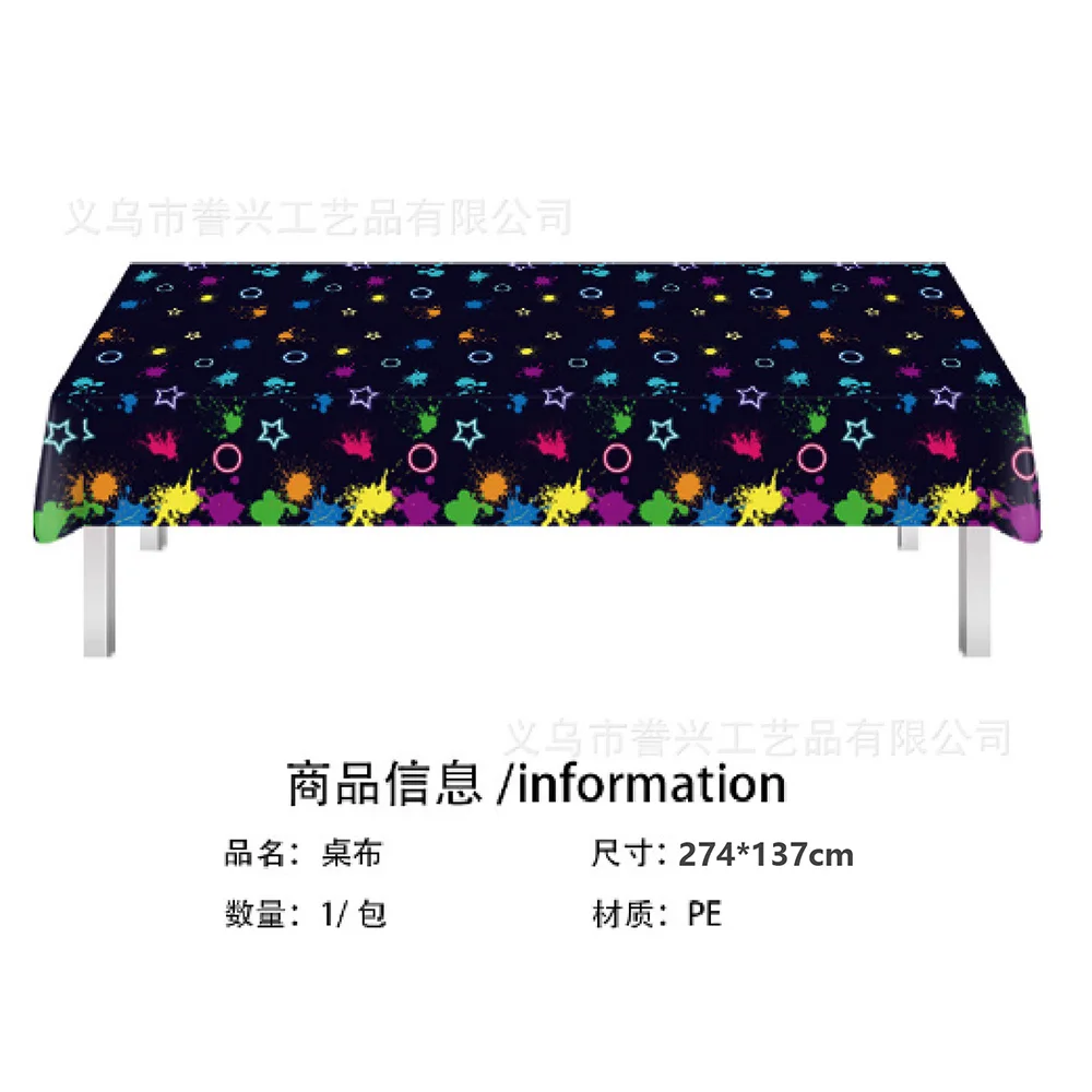 Neon Party Supplies Plates Napkins Cups Tablecloths Disposable Tableware Neon Glow Birthday Colorful Graffiti Party Decorations