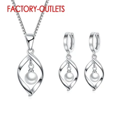 925 Sterling Silver Bridal Jewelry Sets Trendy Fashion Jewelry Pearl Women Girls Engagement Anniversary Wholesale