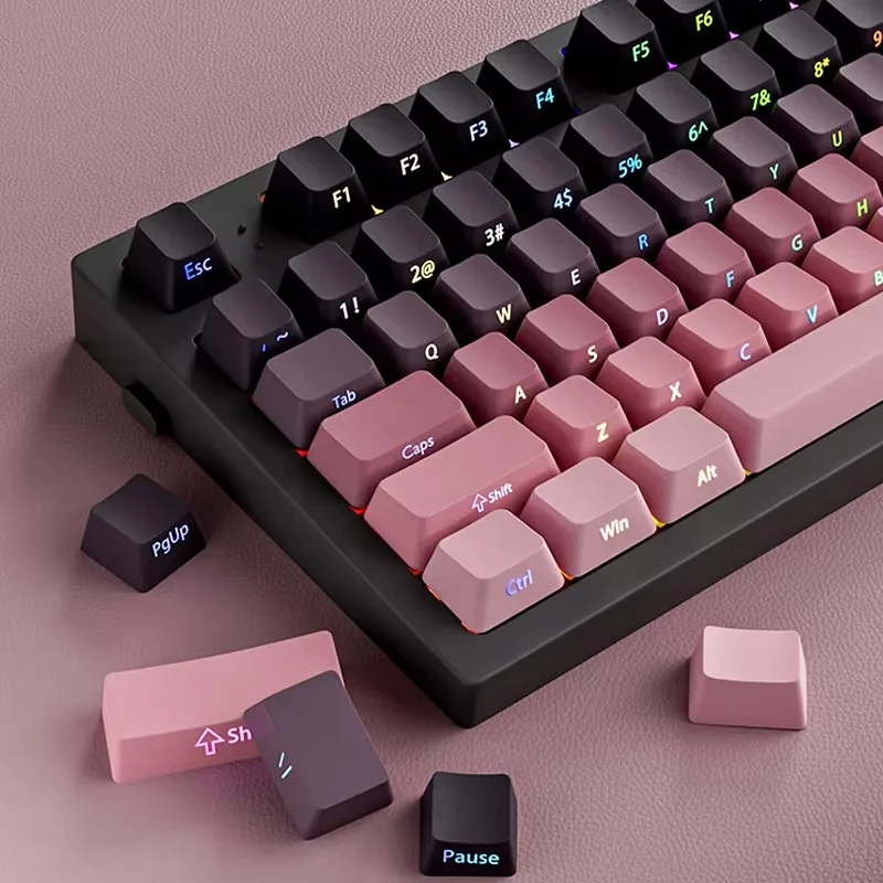 Custom Gradient Keycap Set PBT Double Shot Side Print Shine Through Backlit OEM Keycaps for MX Switch Gaming Keyboard