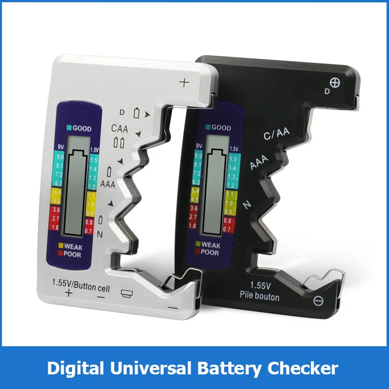 LCD-Digital-Batterietester, universeller Batterieprüfer für AAA AA C D N 9 V Batterie, 1,55 V