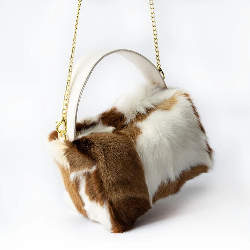 Real Fur Women Shoulder Bag Fashion Lamb wool Square Leisure Long Chain Bag Ladies Purses Leather Handbags Crossbody Furry Bag