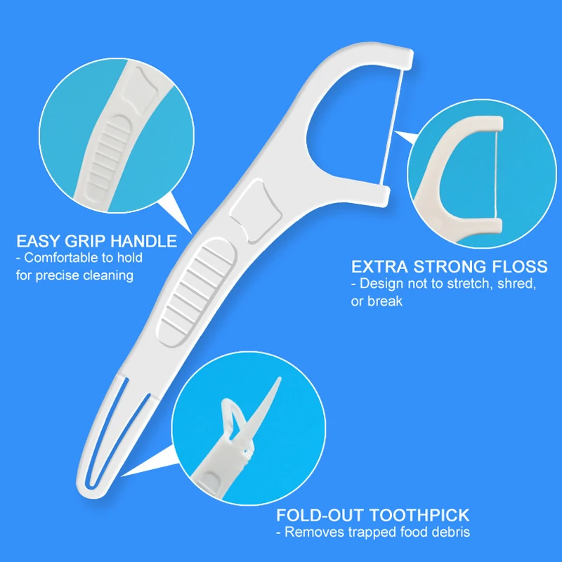 50 Stks/doos Dubbelkoppige Opvouwbare Tandzijde Wit Ultra Fijne Tandflosstok Interdentale Mondhygiëne Verzorging Tandenstoker Gereedschap