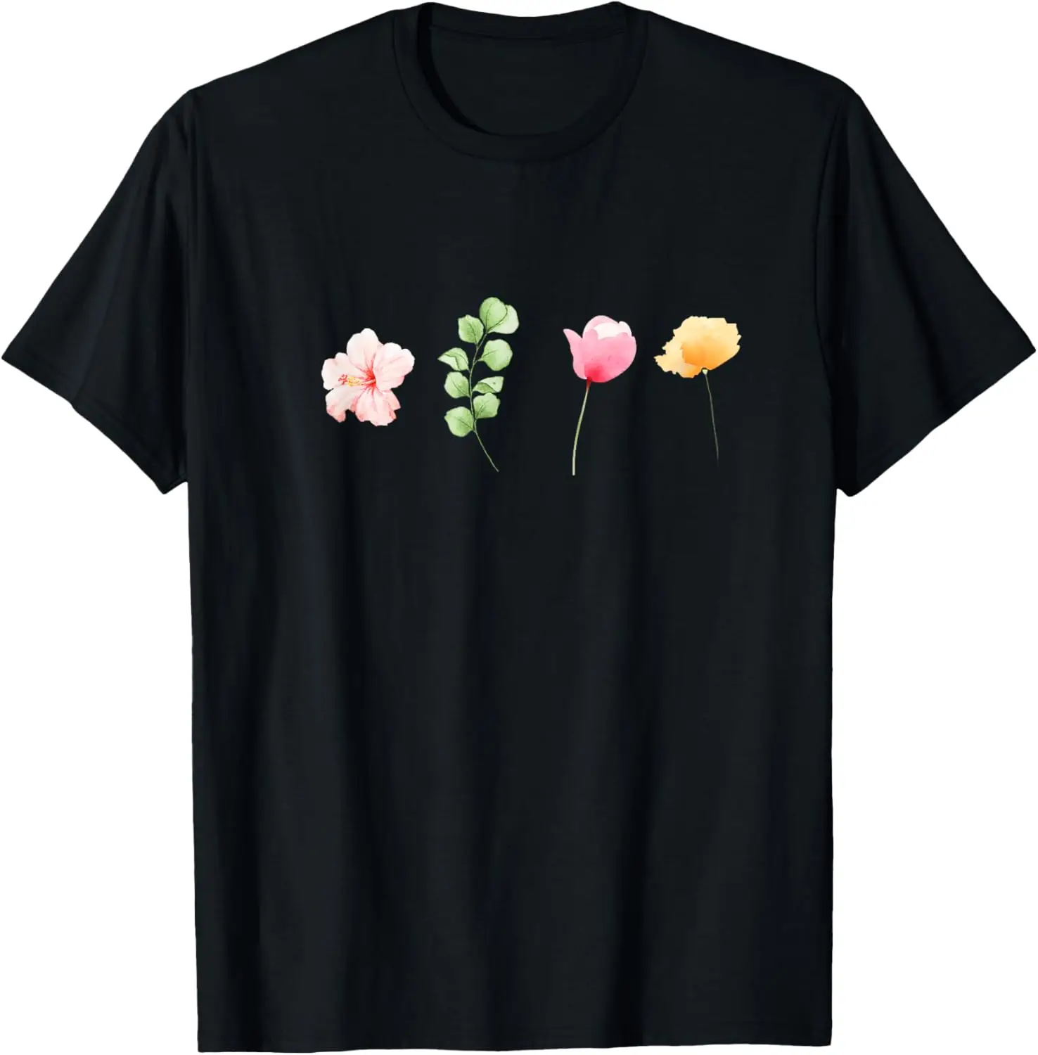 Flower and leaves Bouquet Hibiscus Floral Pattern T-Shirt