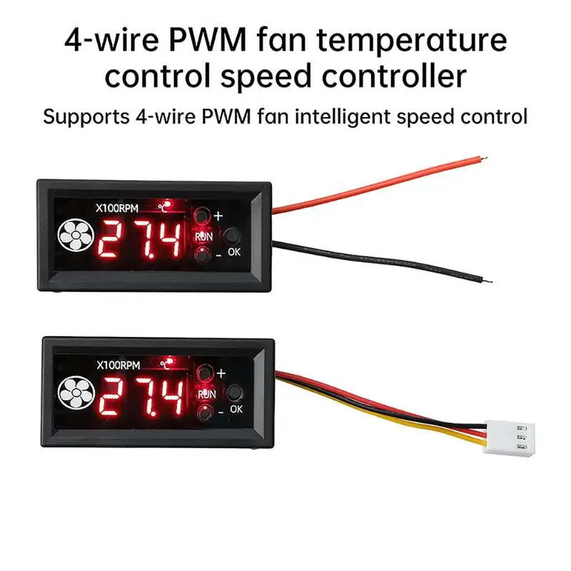 1Set 12V3A Digital Display Temperature Speed Chassis Noise Reduction 4-wire PWM Fan Temperature Control Speed Controller