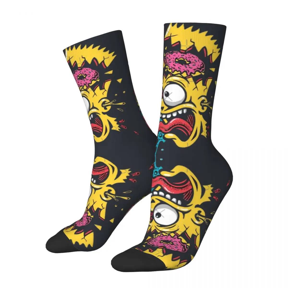 Tiki Crazy Bart Sock for Men Hip Hop Vintage The Simpsonss Happy Quality Pattern Printed Boys Crew Sock novità Gift top fugees