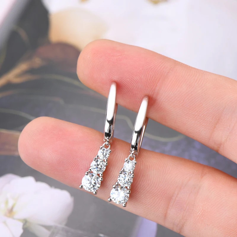 

RAPRGOLD GRA Certified Full Moissanite Hoop Earrings for Women 925 Sterling Silver Drop Earrings Wedding Jewelry Gift Pendientes