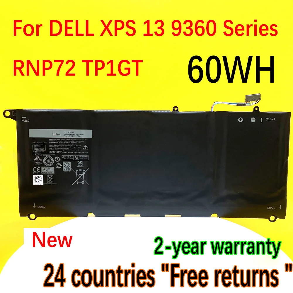 

DODOMORN NEW PW23Y Battery For DELL XPS 13 9360 Series RNP72 TP1GT 7.6V 60WH Laptop