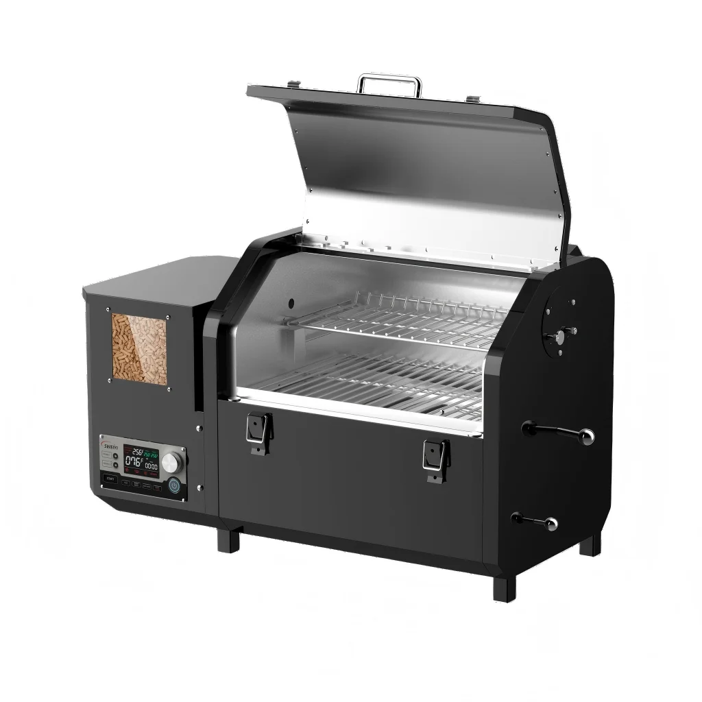 Portable Pellet Grill Smoker Wifi APP Automatic Clean Ash Pellet Smoker Smart Recipe Reach 850F Bake Pizza for Kitchen Camping