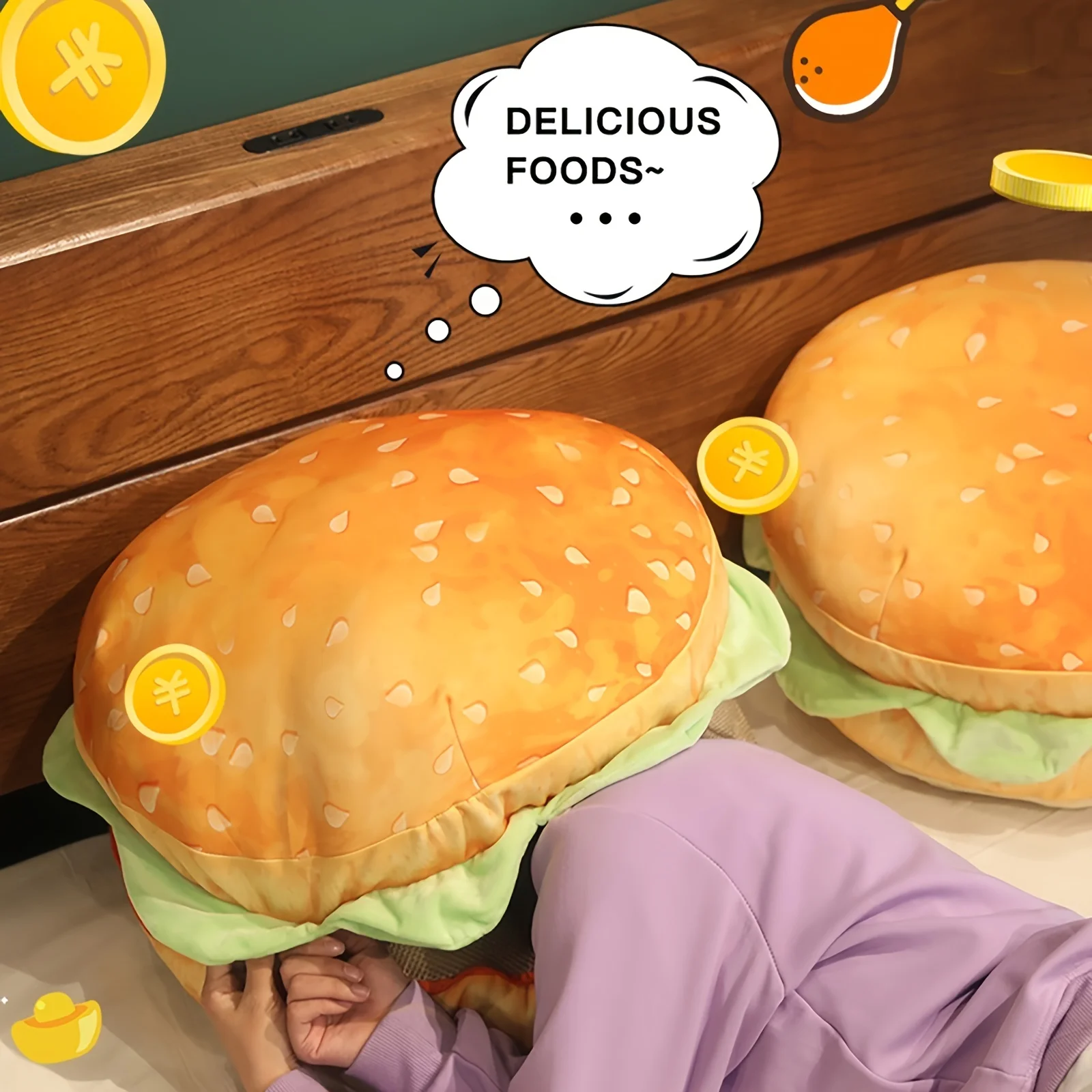 Realistic Burger Pillow Cushion-Fun Prank Gift Office Chair Pad Cheeseburger Pillow Hamburger Plushie Pillow Toys Gift For Kids