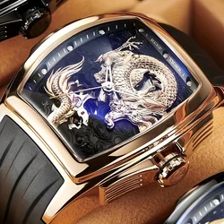 REEF TIGER orologio da uomo di lusso Tonneau Skeleton Dragon Dial meccanico automatico a carica automatica Lumious impermeabile reloj de hombre