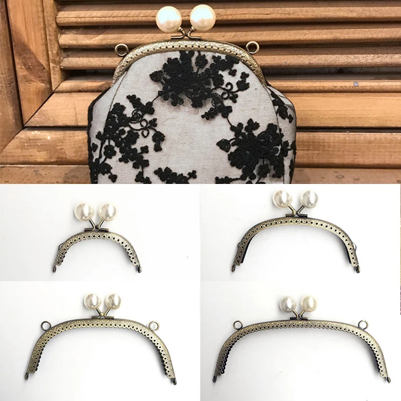 1 Piece Crooked Glossy Silver Basic Metal Purse Frame Kiss Clasp Lock DIY Bag Accessories 8.5/12.5/16.5/20.5cm