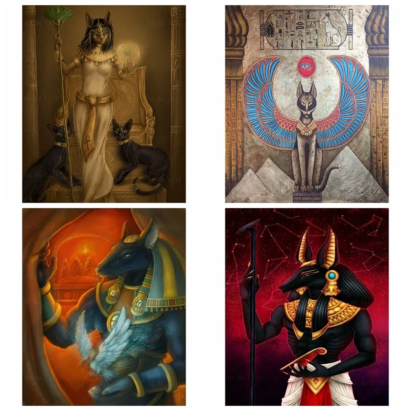 Ancient Egypt Goddess Buster God Of Destiny Death Anubis Sacred Animal In Religion Canvas Wall Art By Ho Me Lili For Home Decor