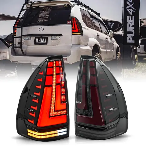 Pair Tail Light Assembly For Toyota Prado/120 2003-2009 Tail Lights LED Tail Lamp Brake Light Driving Lights Rear Fog Light