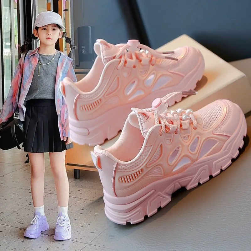 

Children Dopamine Daddy Shoes Summer Mesh Kids White Shoes Boys Girls Soft Sole Height-Increasing Thick-Soled Casual Sports Shoe
