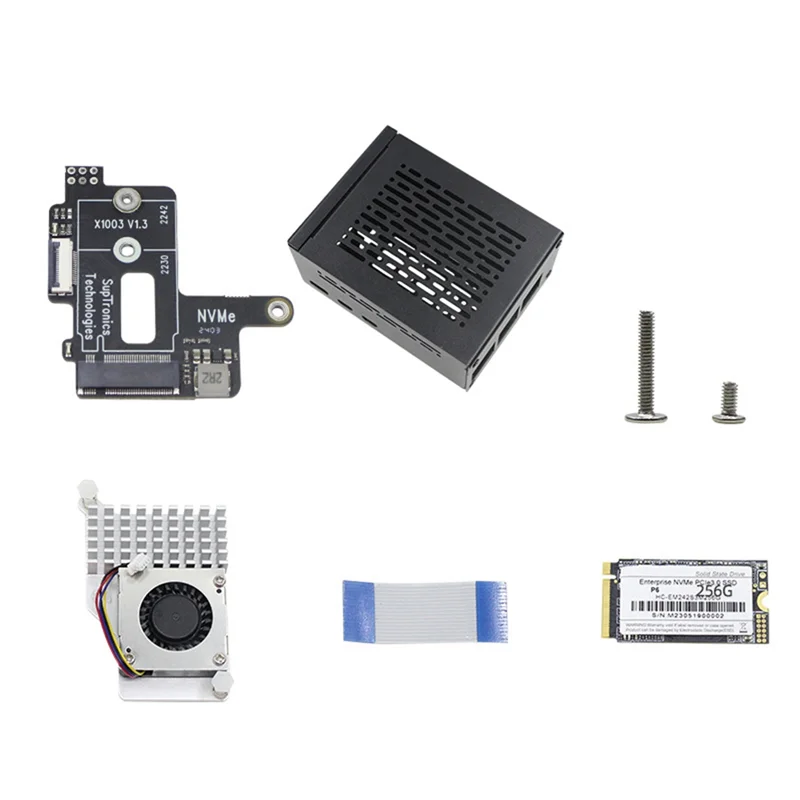 AM-For Raspberry Pi 5 Pcie To M.2 Nvme HAT+Radiator+Case For 2242 2230 Nvme SSD Expansion Board SSD Kit
