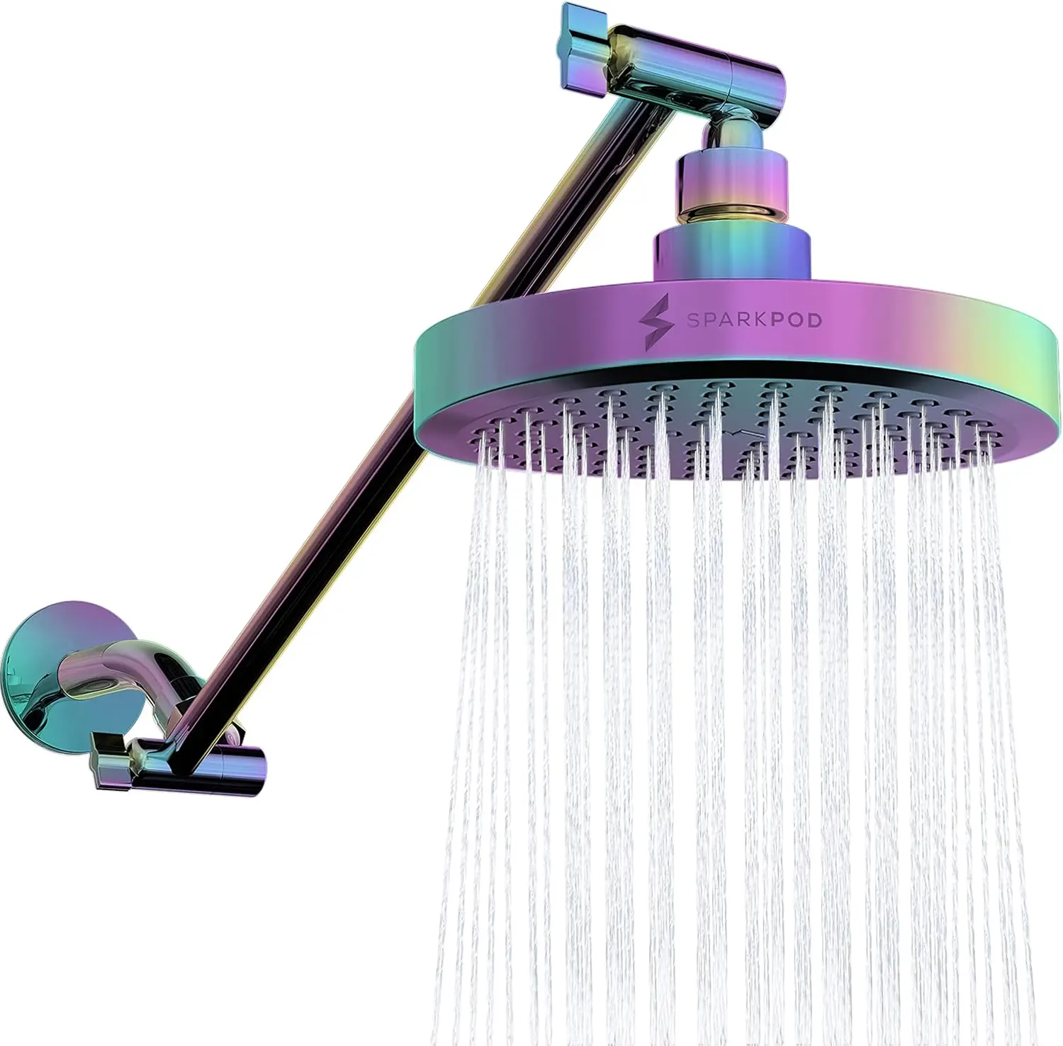 Sparkpod Round Rain Shower Head With Shower Head Extension Arm - High Pressure Rain - Luxury Modern Look - No Hassle Tool-Less