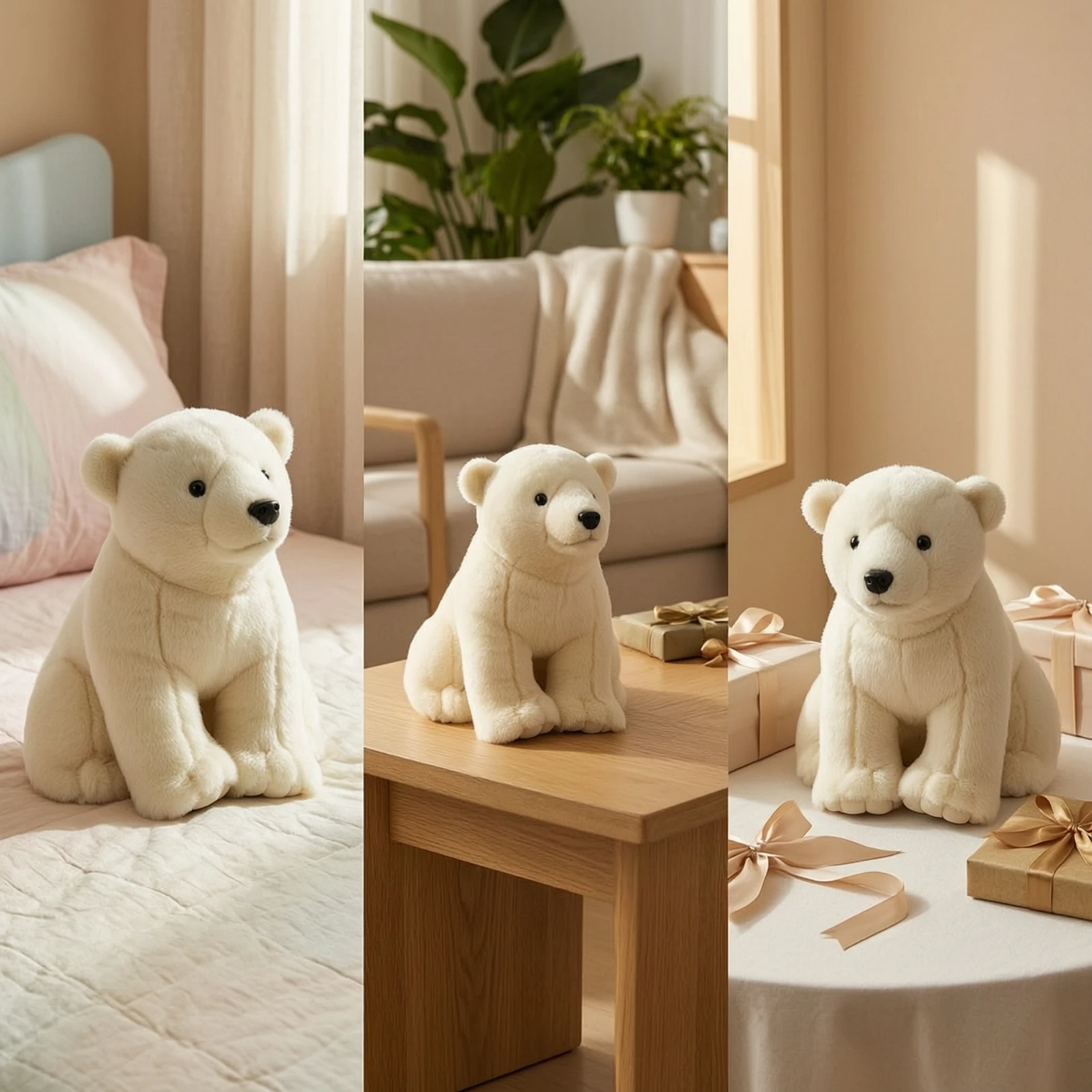 Stuffed Arctic Bear Cute Arctic Bear Stuffed Toy Toy Fuzzy Safe for Children, Baby Shower, Nursery