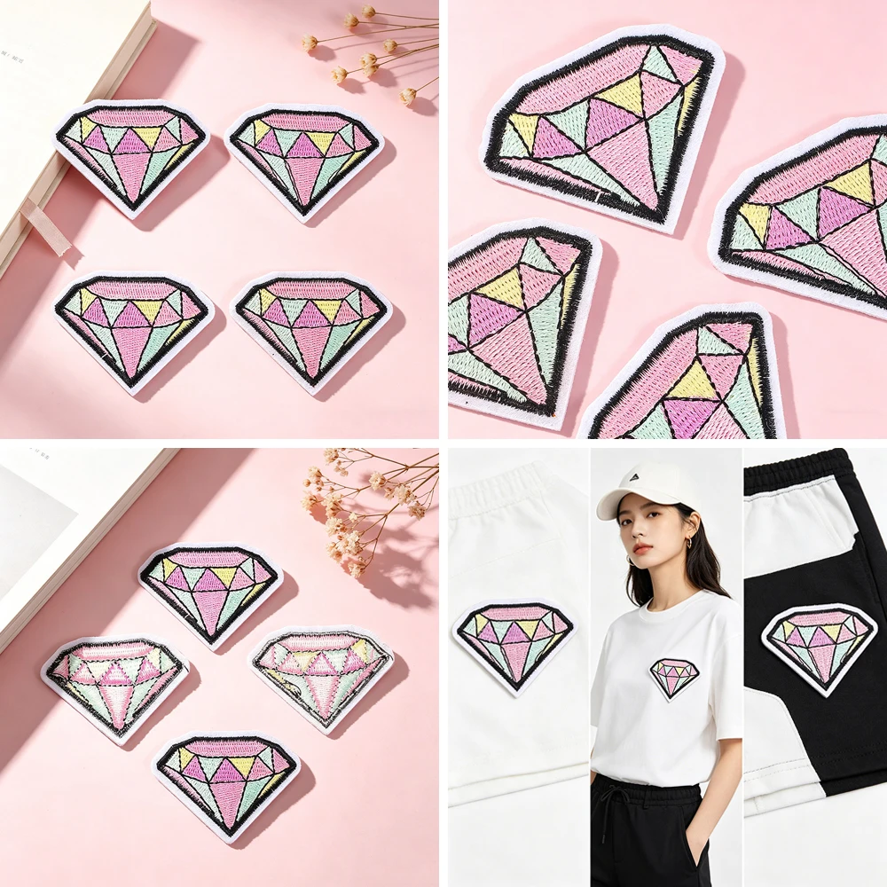 Makronen-Farbiger Diamant-Stickerei-Aufnäher zum Aufbügeln oder Aufnähen für T-Shirt, Jacke, Hut, Tasche, DIY-Kleidungsdekoration, Geschenk für Mädchen – Detail 1