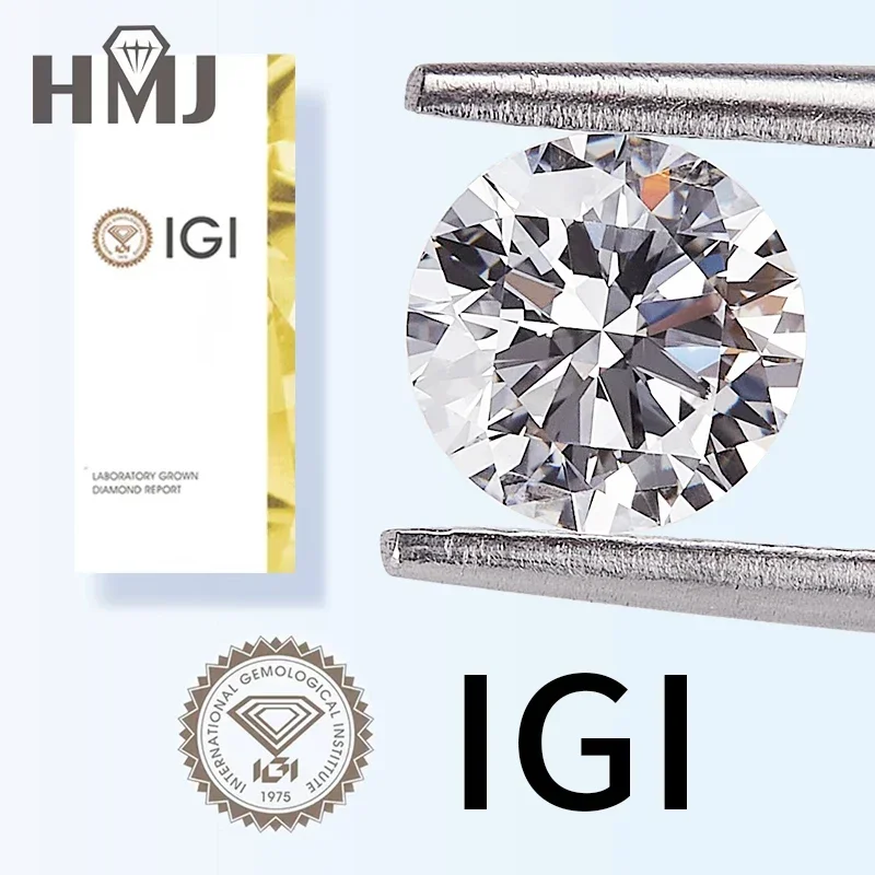 

IGI Certificate Lab Grown Diamond Round Brilliant Cut DEFG VVS Loose Diamond 1ct 2ct 3ct CVD HPHT Lab Diamond Custom Shape