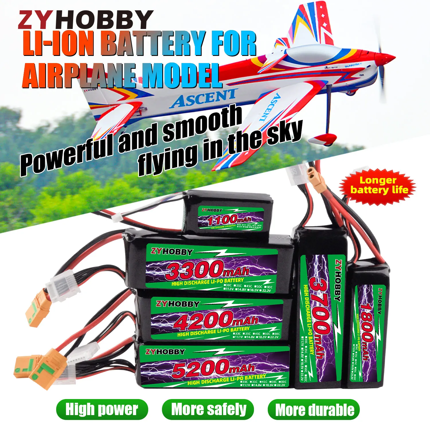 ZYHOBBY LI-ION Battery 6S 45C 5200mAh 22.2V for RC Airplane/Car/Boat Model With Longer Battery Life
