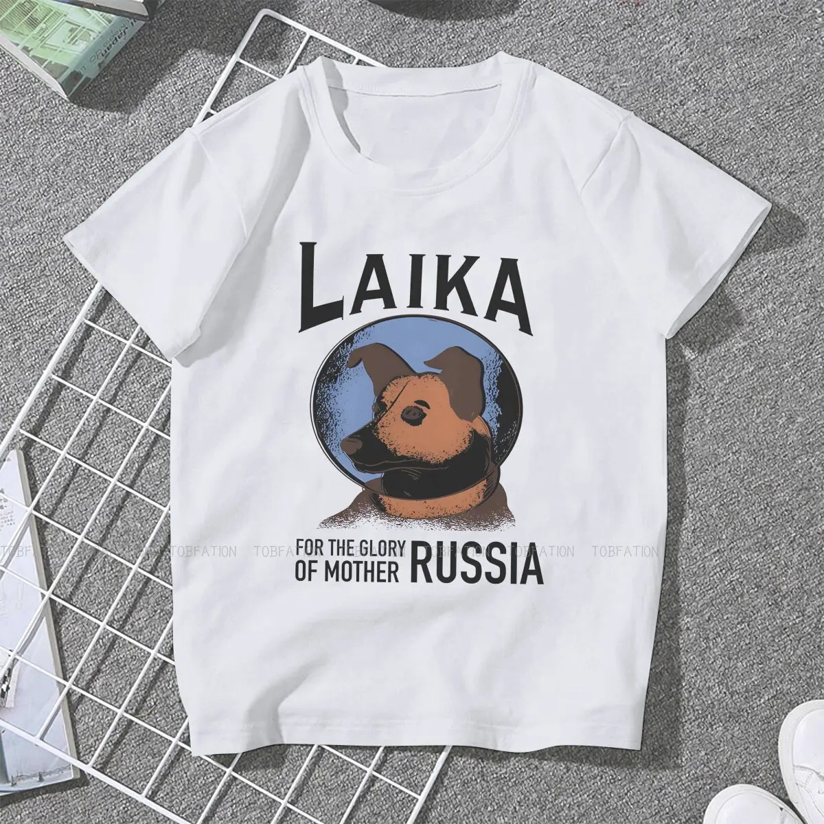 Laika First Space Dog TShirt for Woman Girl Russia Humor Casual Sweatshirts T Shirt Novelty Fluffy