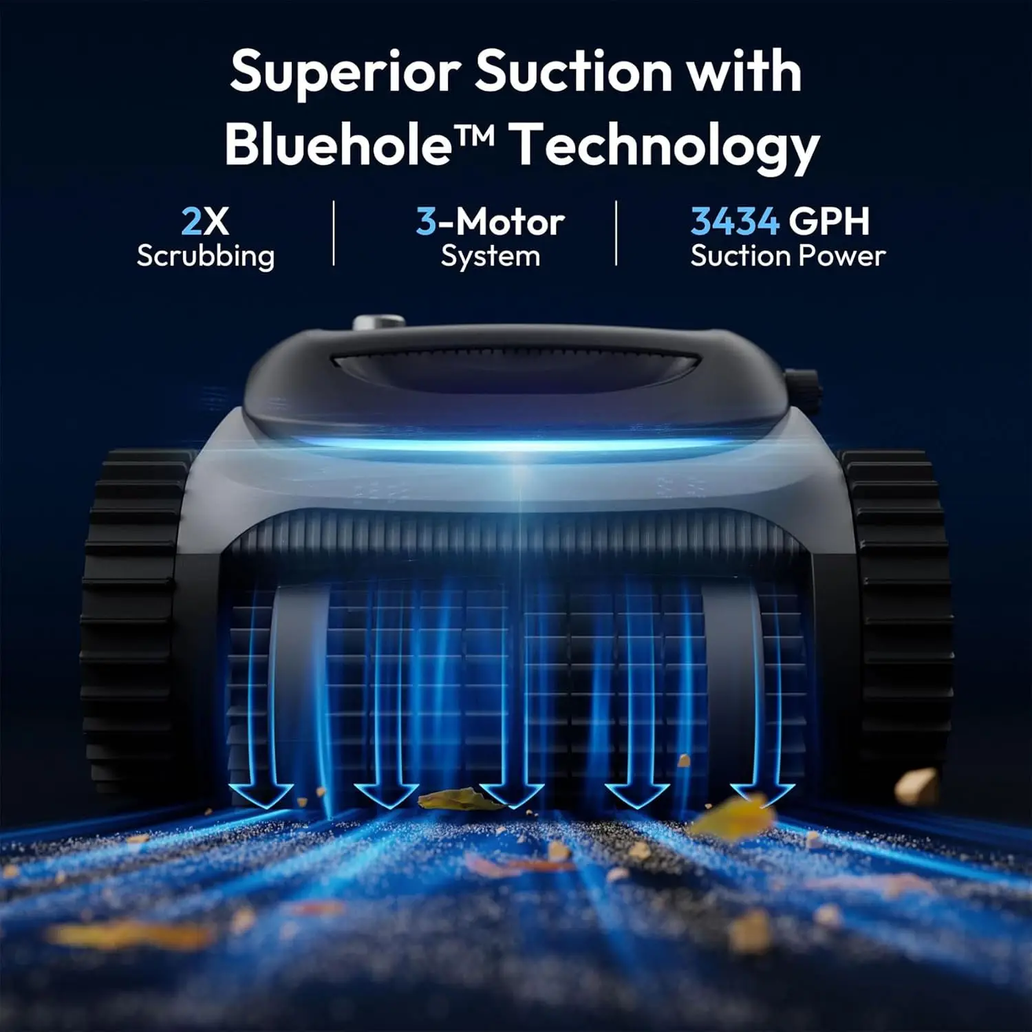 หุ่นยนต์ทําความสะอาดสระว่ายน้ําความจุ 10400mAh อายุการใช้งานแบตเตอรี่ยาวนาน 4L ความจุการกรองการนําทางอัจฉริยะ APP Control 3 โหมดการทําความสะอาด