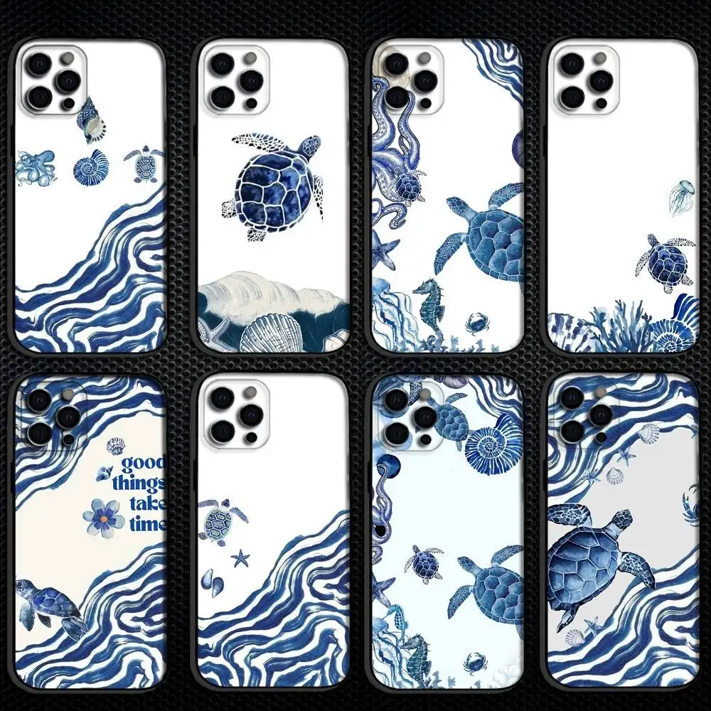 

Marine turtles Phone Case For iPhone 16,15,14,13,12,11 Plus,Pro Max, Others Soft Black Cover