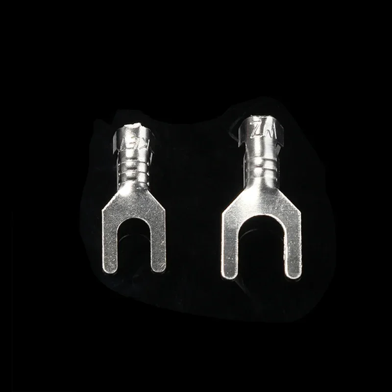 100pcs Y-Shape Terminal Fork Spade Terminal Lug - 3.2mm & 4.2mm Bare Cold-Pressed Crimp Connector for Electrical Connections