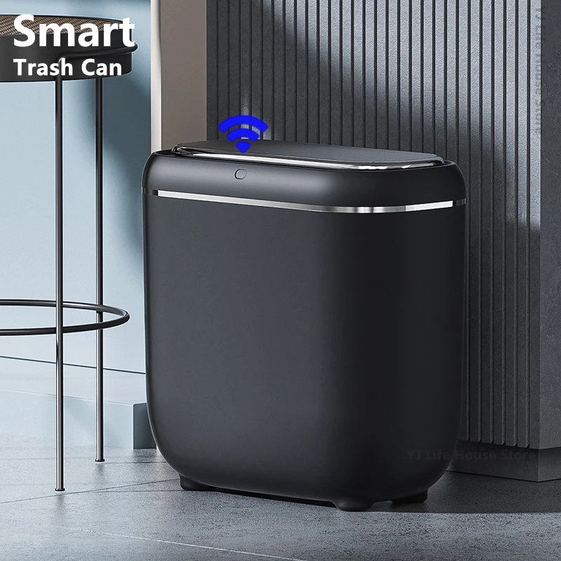 Kitchen Trash Bin with Lid Touchless Automatic Garbage Can Slim Motion Sensor Smart Trash Bin for Bedroom Office Living Room 14L